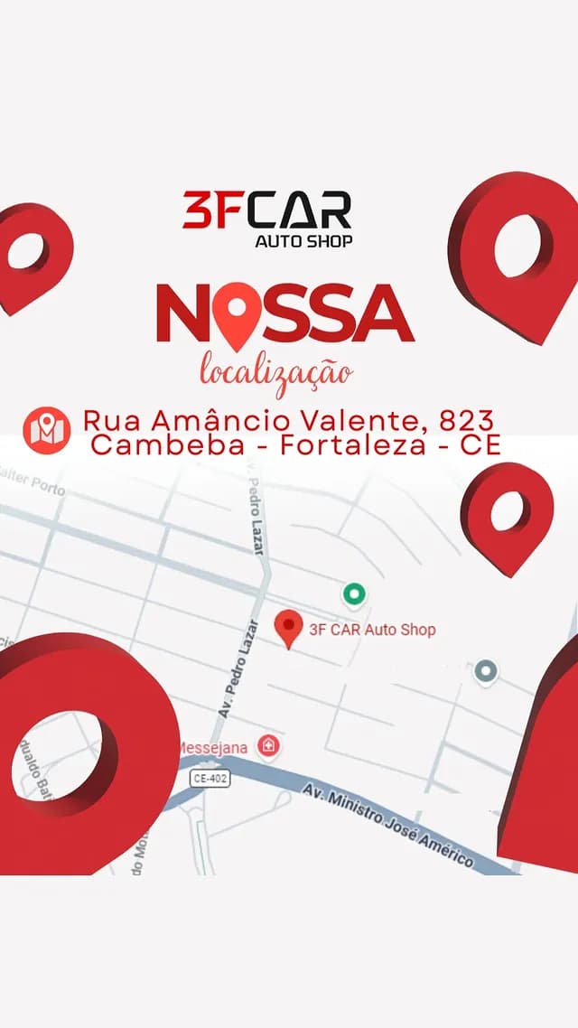 Mapa ilustrativo da localização da 3F Car no Cambeba