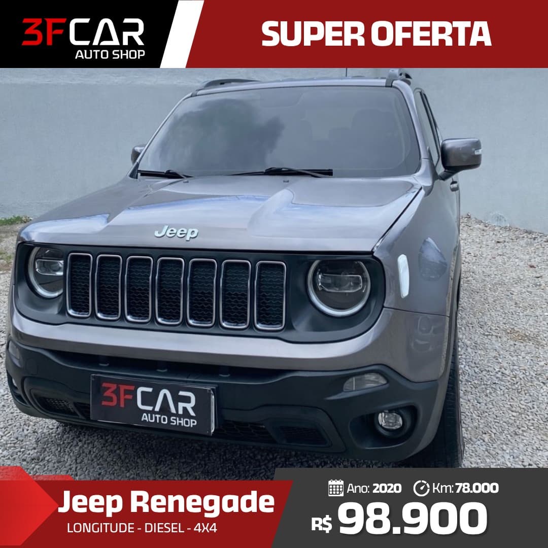Jeep Renegade Longitude cinza à venda na 3F Car